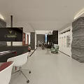 Modern Minimalist Public Office Space With Open Layout Partition And Green Plants