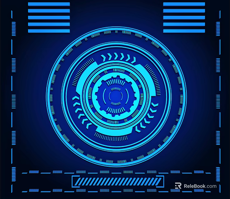 Futuristic Blue Tech Pendant With Circular Gear Ring And Neon Design Elements 3d model 