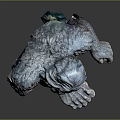 Mythical Snow Yeti Creature 3D Model With Muscular Build And Blue Fur