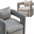 Comfortable Grey Single Sofa with Fabric Upholstery and Decorative Cushion in Modern Design