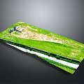 Ancient Ruins Site With Lush Green Grass And Water Channel
