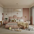 Cozy Playful Kids Room Interior With Pastel Pink Bed Toys And Pendant Light