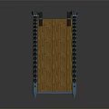Detailed Small Bridge Model With Blue Structural Design Wooden Deck And Chain Links