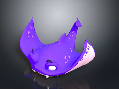 Cute Purple Stingray With Spots Big Eyes And Wing Like Fins In 3D Cartoon Design 3d model