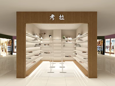 Koala Shoe Store Modern Interior With Shelves Display Racks And Various Shoes 3d model