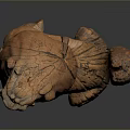 Traditional Standing Wooden Lion Sculpture With Intricate Carving Details And Textured Surface