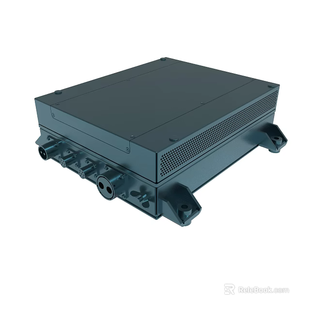 Black Rectangular Electronic Device With Multiple Ports And Heat Dissipation Grille 3d model 