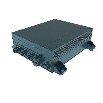 Black Rectangular Electronic Device With Multiple Ports And Heat Dissipation Grille 3d model