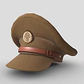 Brown Woven Hat Featuring Leather Strap And Decorative Badge Design 3d model
