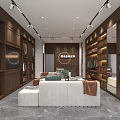 Elegant Modern Clothing Store Interior With Wooden Display Racks Sofas And Warm Lighting