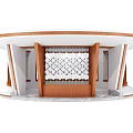 Modern Post Station Entrance With Circular Roof Wooden Lattice Screen And Glass Windows