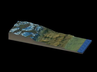 3D Garden Landscape Model with Layered Terrain Green Vegetation and Blue Water Features 3d model