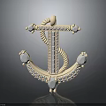 Light Colored Anchor Shaped Fashion Accessory With Diamond Embellished Rope Detail And Gemstone Accents