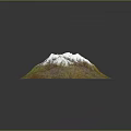 Natural Mountain Landscape With Snow Capped Peak And Green Yellow Vegetation