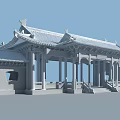 Traditional Chinese Gate With Ornate Eaves Wooden Pillars And Decorative Carvings