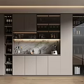 Modern Wine Cabinet Design With Glass Doors Wine Bottles Wine Glasses And Storage Cabinets