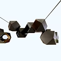 Decorative Modern Black Geometric Chandelier with Multiple Hexagonal Elements Arranged in Curved Shape 3d model