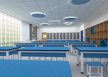 Modern Classroom Primary and Secondary School Science Room 3d model