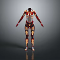 Mechanical Humanoid Character Design With Red Black Armor And Detailed Structural Features 3d model