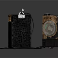 Vintage Retro Cameras With Leather Case And Round Lens Design