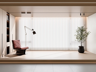 Modern dream blinds venetian blinds vertical blinds single leisure chair floor lamp green plant track lamp 3d model