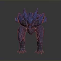 Blue Armored Sci Fi Creature Character With Spiked Protrusions And Multi Legged Structure