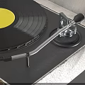 Open Suitcase Design Turntable With Vinyl Record And Yellow Label 3d model