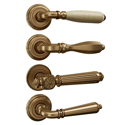 Vintage Golden Door Handles Featuring Ornate Designs And Classic Styles 3d model