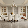 Elegant Modern Dining Room Interior With Chandelier Dining Table And Chairs 3d model