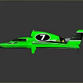 Green Sporty Racing Boat With Streamlined Design And Number 7 On Sleek Exterior