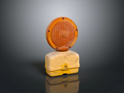 Yellow Round Used Emergency Safety Light with Grid Design and Base Box for Household Supplies 3d model