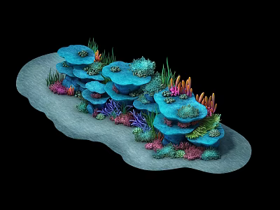 Cartoon Underwater Scene With Colorful Corals Rock Formations And Vibrant Sea Plants 3d model