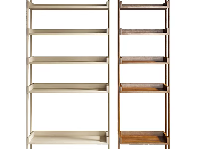 Two Tone Bookcase With Light And Dark Wood Open Shelves Design 3d model