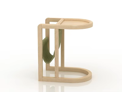 Books and Magazines Display on Modern Wooden Side Table with Green Fabric 3d model