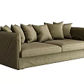 Modern Beige Upholstered Two Seater Sofa With Multiple Soft Comfortable Cushions 3d model