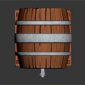 Wooden Barrel Furniture with Stand and Striped Design on Support Structure