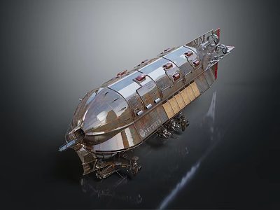 Sleek Metallic Watercraft 3D Model With Retro-Futuristic Design Shiny Exterior And Streamlined Structure 3d model