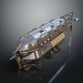 Sleek Metallic Watercraft 3D Model With Retro-Futuristic Design Shiny Exterior And Streamlined Structure