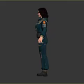 3D Female Character In Green Utility Overalls With Functional Pockets And Boots