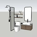 Modern Bathroom Vanity With Marble Countertop Wooden Cabinet Mirror Toilet And Shower