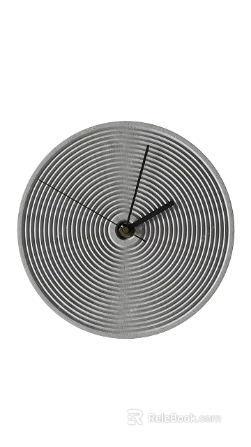 Modern Minimalist Silver Clock With Concentric Circle Design And Black Hands 3d model 