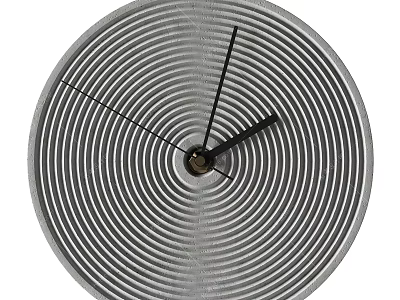 Modern Minimalist Silver Clock With Concentric Circle Design And Black Hands 3d model