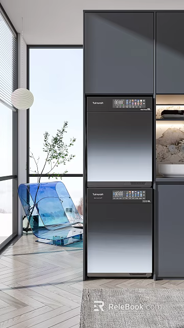 Toshiba Twin Drum Washing Machine With Digital Control Panel In Modern Home Interior 3d model 
