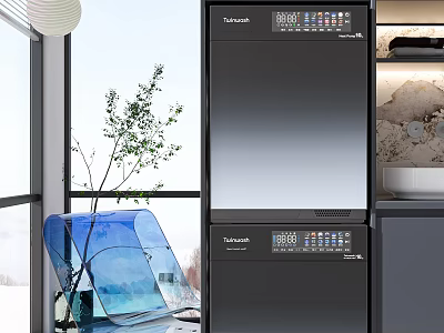 Toshiba Twin Drum Washing Machine With Digital Control Panel In Modern Home Interior 3d model
