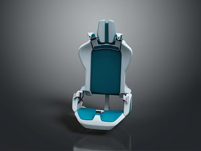 Modern Public Chair With Blue And White Color And Sleek Modern Design 3d model