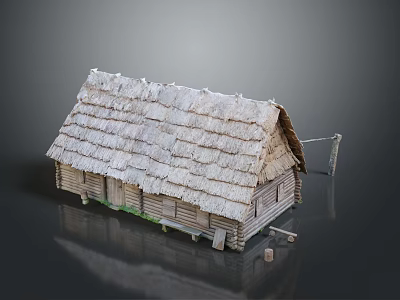 Traditional Thatched Roof Wooden House Model With Detailed Structure And Classic Design 3d model