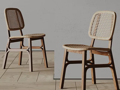Woven Leisure Chair With Wooden Frame For Modern Indoor Home Decor 3d model