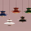 Modern Multicolored Pendant Lights With Multilayer Design Hanging On Pink Background