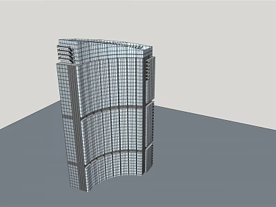 Modern High Rise Office Building Exterior With Curved Glass Facade Design 3d model
