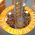 2023 Technology Exhibition Installation With Modern Orange White Structures And 3D Design